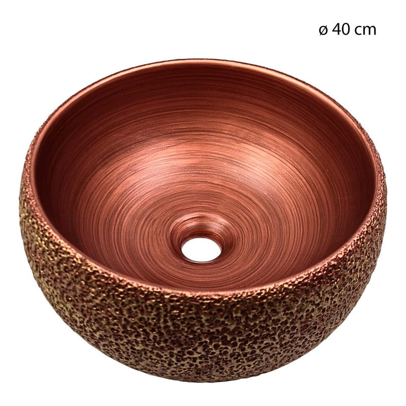 Lavamanos Redondo Terracota Rustico 40x40x15.5cm
