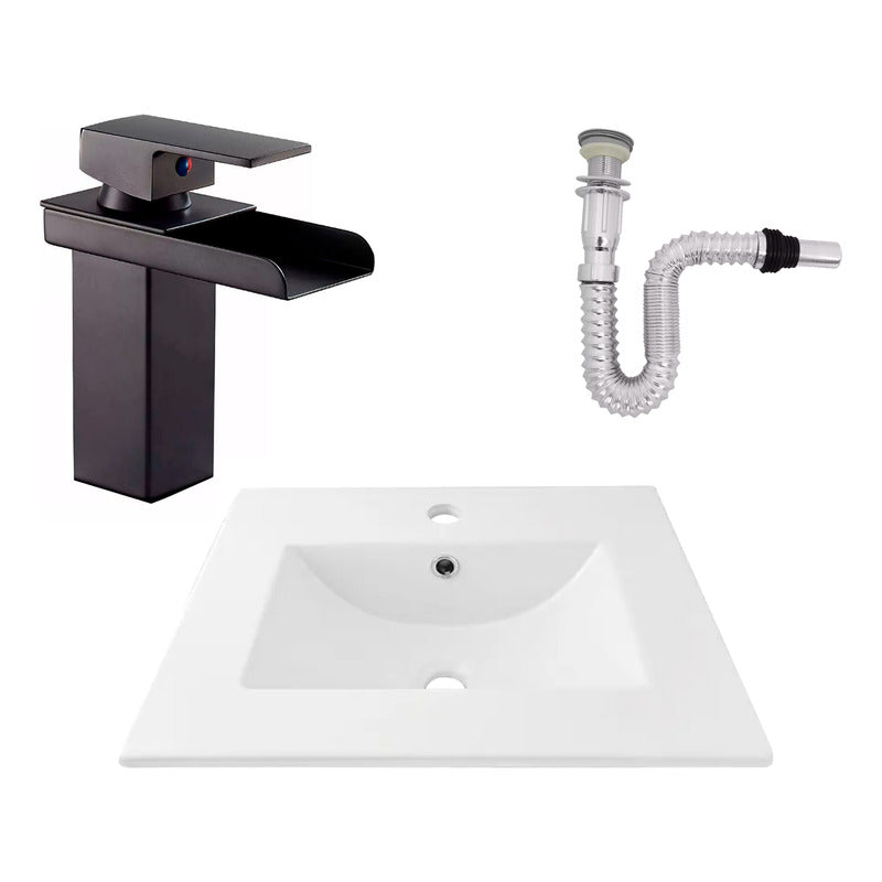 Kit Placa Lavamanos 51*40cm+griferia Monocontrol+push Flex9