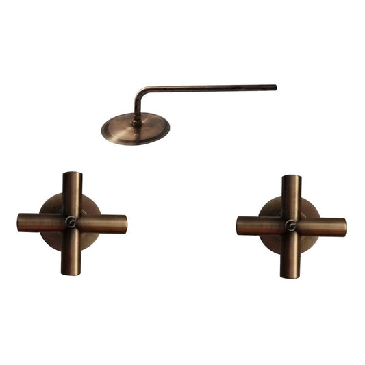 Mezclador Tipo Cruceta Para Ducha + Ducha Vintage Bronce