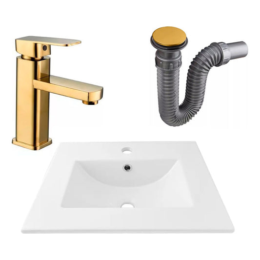 Combo Placa Lavamanos 51*40cm+griferia Monocontrol+push Oro2