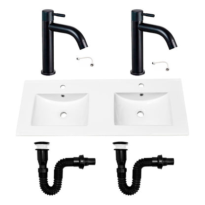 Combo Placa Doble Lavaman.121cm+grifo Agua Fria+push Negro4