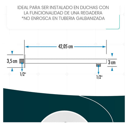 Tubo Regadera En Acero Inoxidable 40cm