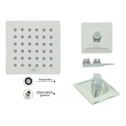 Ducha Cuadrada Acero 304-4 PuLG