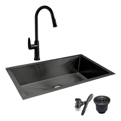 Combo Lavaplatos 100*45cm+griferia Lvp Negra Extraible+acc