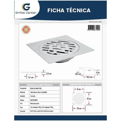 Rejilla De Piso Antiolor Acero Inoxidable
