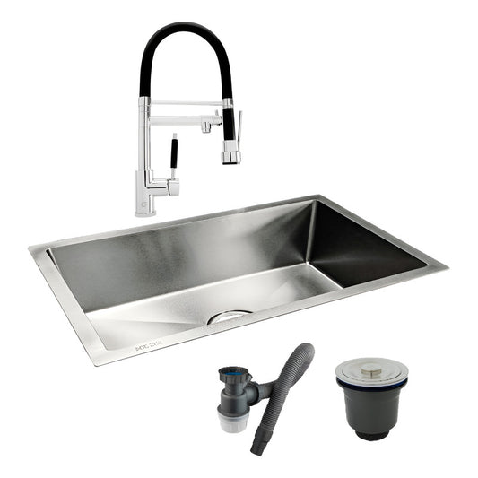 Combo Lavaplatos 100*40cm+griferia Escualizable+accesorios