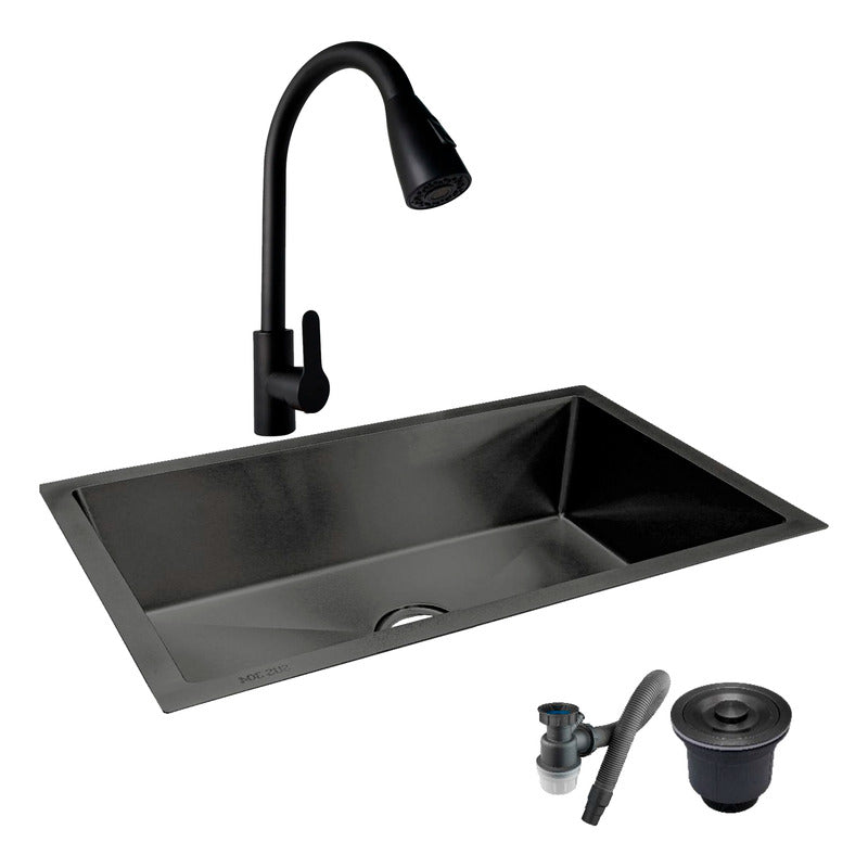 Combo Lavaplatos 100*45cm+griferia Lvp Negra 1912+ Accesorio