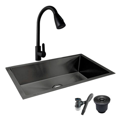 Combo Lavaplatos 100*45cm+griferia Lvp Negra 1912+ Accesorio