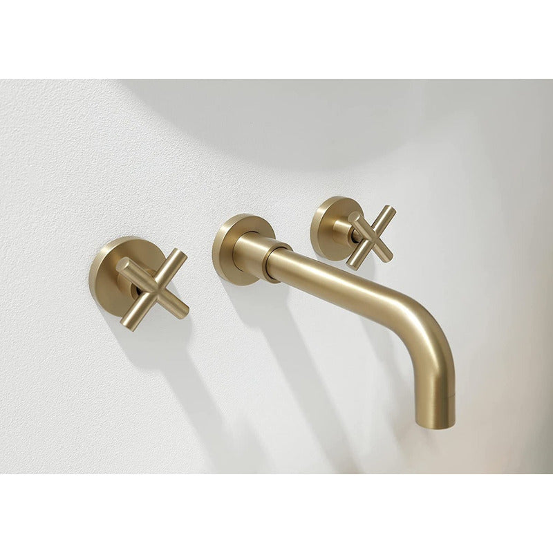Griferia Mezclador Lavamanos Pared 8 Pulgadas Oro