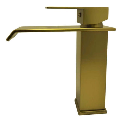 Grifería Monocontrol Lavamanos Bajo Cascada Oro Cepillado