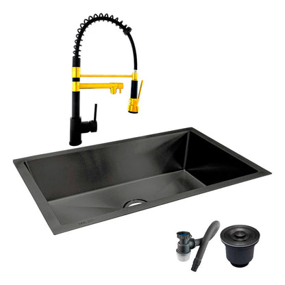 Combo Lavaplatos 100*45cm+griferia Lvp Negra 1+ Accesorios