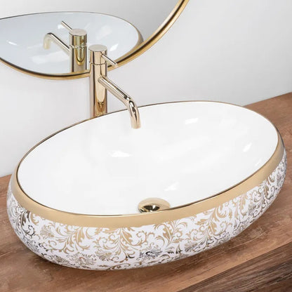 Lavamanos En Porcelana Ovalado Blanco De 42*30*15cm