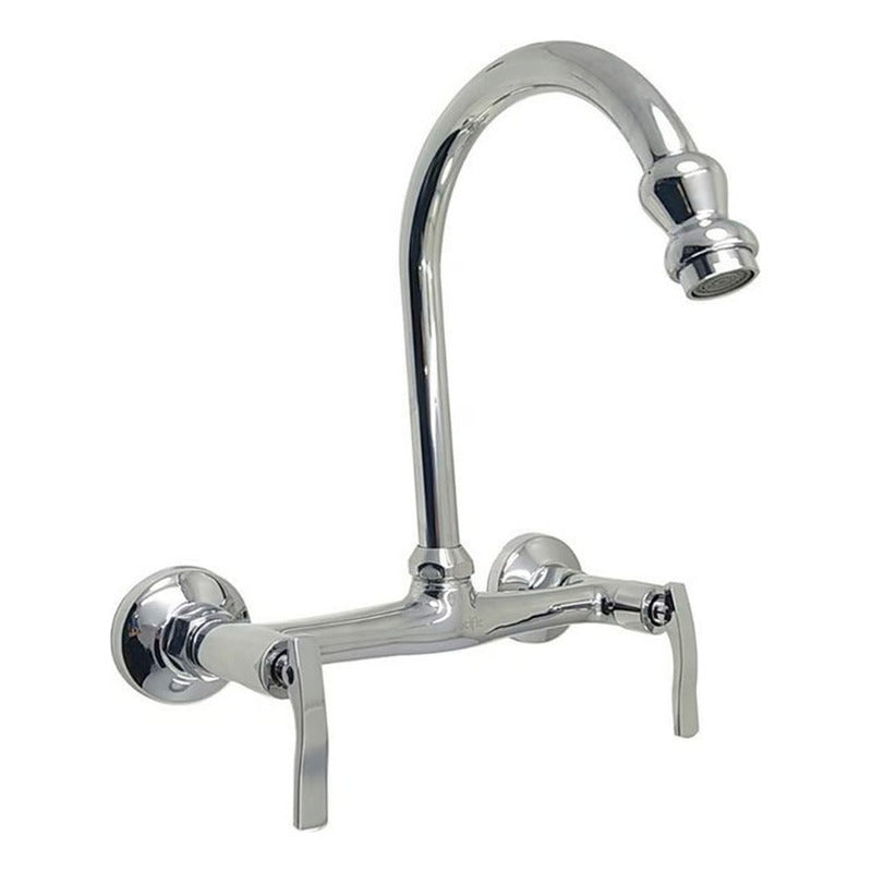 Grifería Mezclador Lavaplatos Pared Cromada 8puLG Tipo Pala