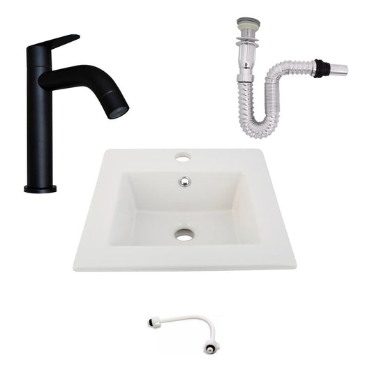 Kit Placa Lavamanos 41cm+griferia Agua Fria+push Flexible 9