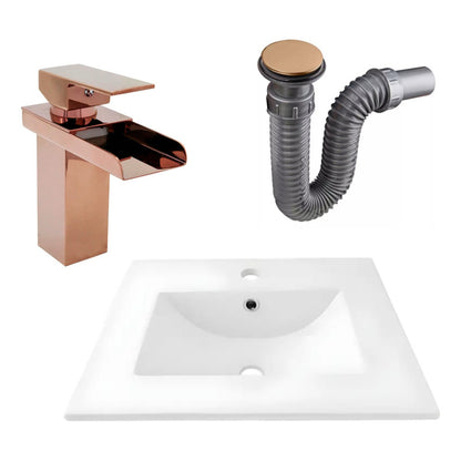 Combo Placa Lavamanos 61*40cm+grifo Monocontrol+push Rose3