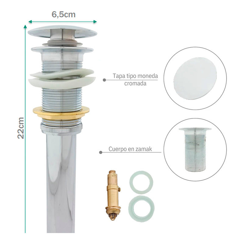 Desague De Push Sin Rebose En Bronce Tipo Hongo