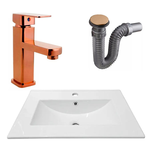 Combo Placa Lavamanos 61*46,5cm+grifo Monocontrol+push Rose1