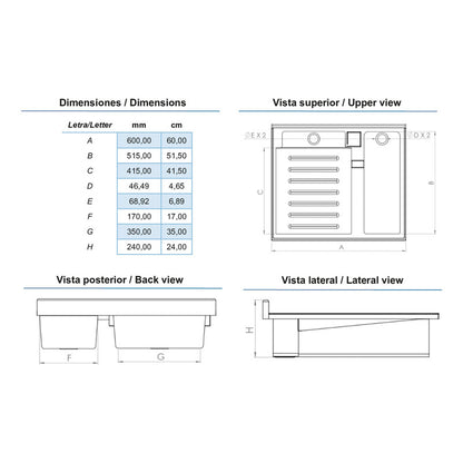 Lavadero Plastico De 60x60cm  Con Tanque Blanco