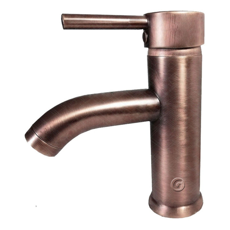 Griferia Tubular Baja Cuello Curvo Vintage Cobre Antiguo