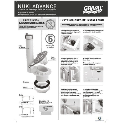 Válvula De Sanitaria Descarga Nuki Advance 26cm Grival