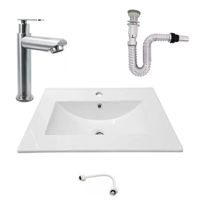 Kit Placa Lavamanos 61*46.5cm+griferia Agua Fria+push Flex.6