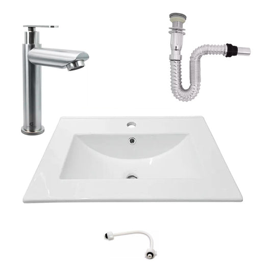 Kit Placa Lavamanos 61*46.5cm+griferia Agua Fria+push Flex.6