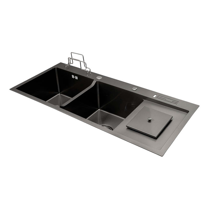 Lavaplatos Negro Doble Poceta 100x45cm +accesorios
