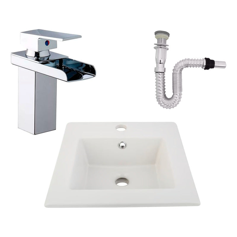 Kit Placa Lavamanos 41cm+griferia Monocontrol+push Flexible8