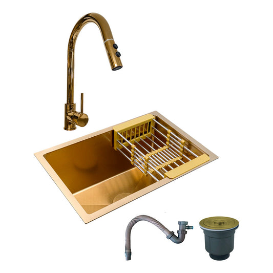 Combo Lavaplatos 51*45cm+griferia Lvp Oro Extraible+acc