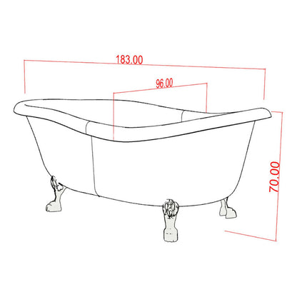 Tina Bañera Marsella Patas Fenix Vintage 1,83mt X 96 X 70cm