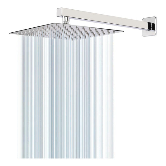 Ducha Regadera Acero Inox. Cuadrada 30cm + Tubo Cuadrado