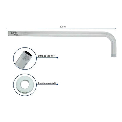 Tubo De Ducha De 60cm Plateado