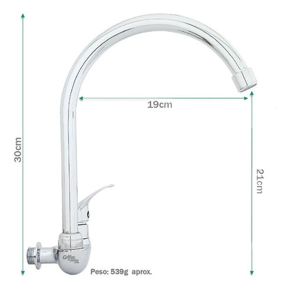 Grifería De Pared Agua Fría Cuello Ganso Pinna