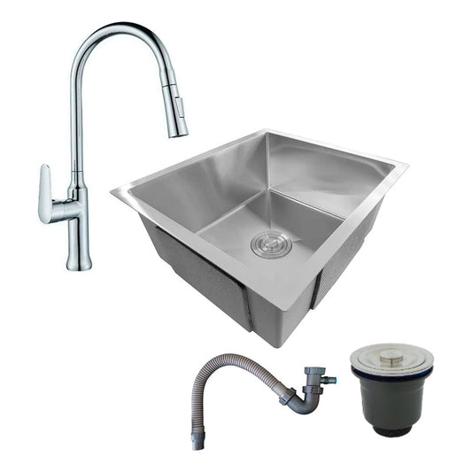 Combo Lavaplatos 51*45cm+grif.extraible Cromo+accesorios