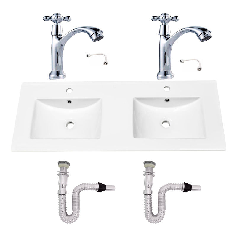 Kit Placa Doble Lavam.121*46.5cm+griferia Ag.fria+push Flex5