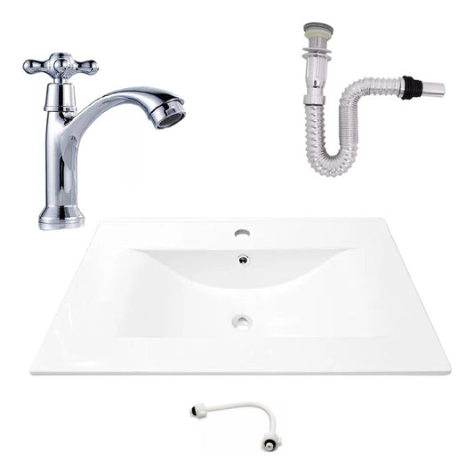 Kit Placa Lavamanos 71*46.5cm+griferia Agua Fria+push Flex.5