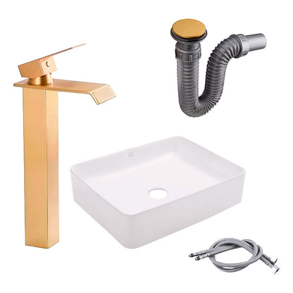 Kit Lavamanos Rectan.+griferia Mono.cascada Cepill+push Oro