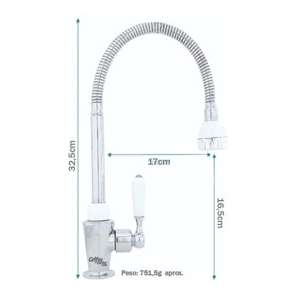 Grifería Lavaplatos Agua Fría Alta Flexo