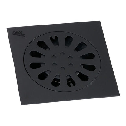 Rejilla De Piso Cuadrada Negro Mate Vintage 10x10cm