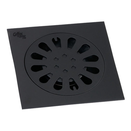 Rejilla De Piso Cuadrada Negro Mate Vintage 10x10cm