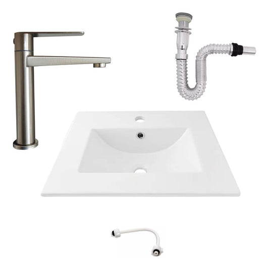 Kit Placa Lavamanos 61*40cm+griferia Agua Fria+push Flex. 12