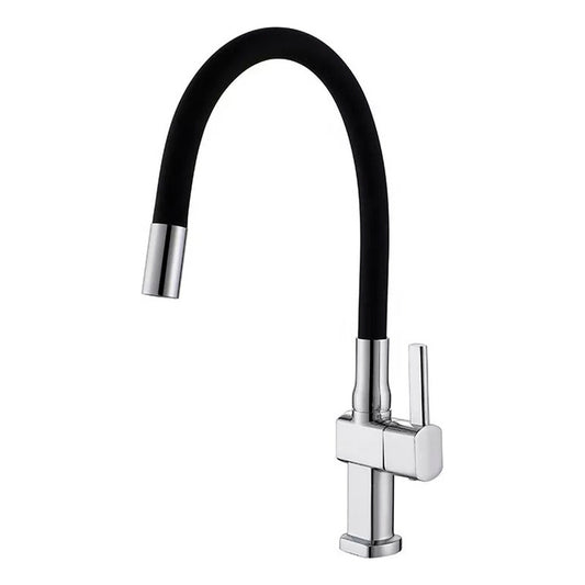 Grifería Llave De Mesón Agua Fria Flexible Negro