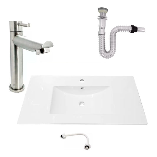 Kit Placa Lavamanos 91*46.5cm+griferia Agua Fria+push Flex.8