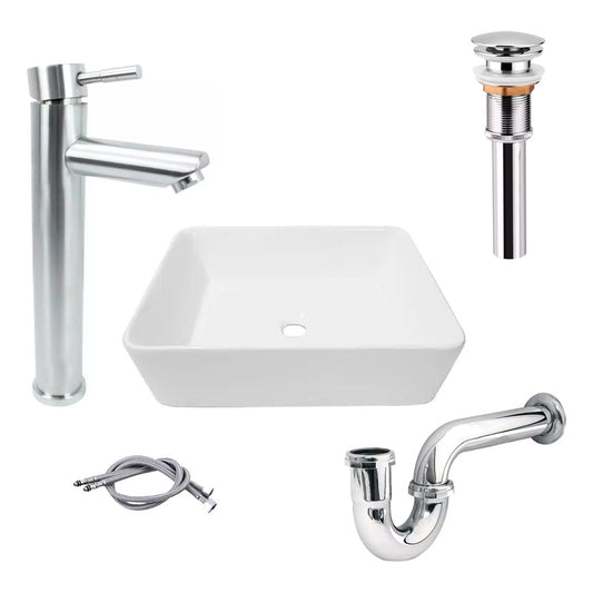 Combo Lavamanos Rectang.+griferia Monocontrol+push+sifongf10