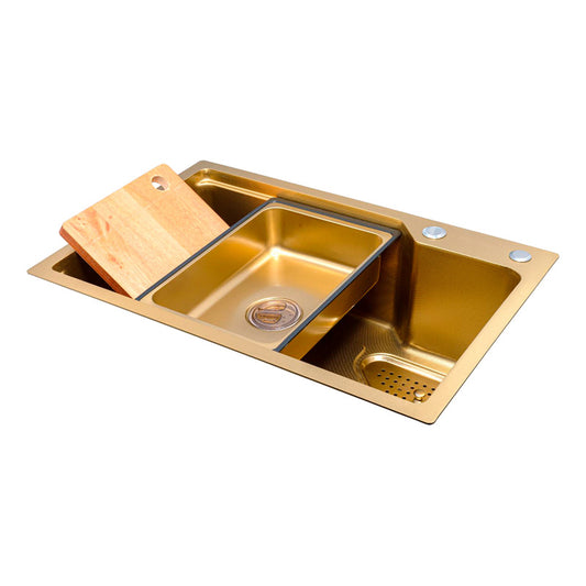 Lavaplatos Acero Dorado Sistema De Riel 68x45cm+accesorios