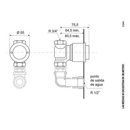 Llave Sanitario Antivandálica Tipo Push, Cuerpo De Bronce