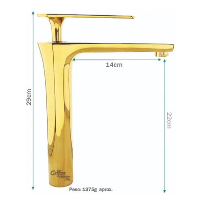 Grifo Monocontrol Lavamanos Alto Oro