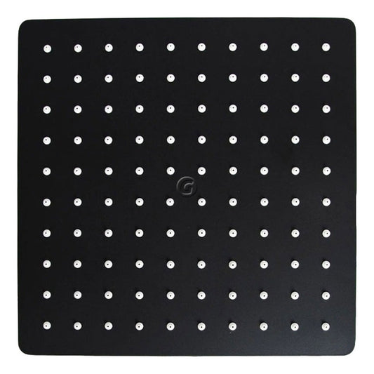 Ducha Cuadrada 20x20 En Acero Color Negro Tubo Redondo