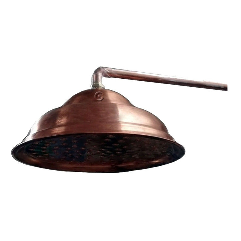 Ducha Circular En Cobre Con Tubo A Pared En Cobre 26 Cm