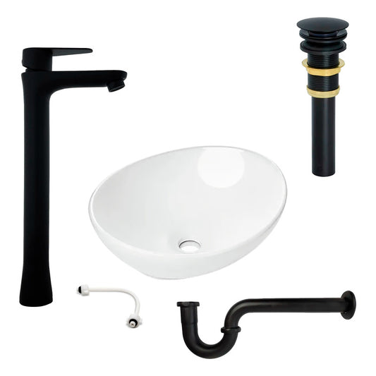 Combo Lavamanos Canoa + Grif.fria Negra + Push Y Sifon Lausa